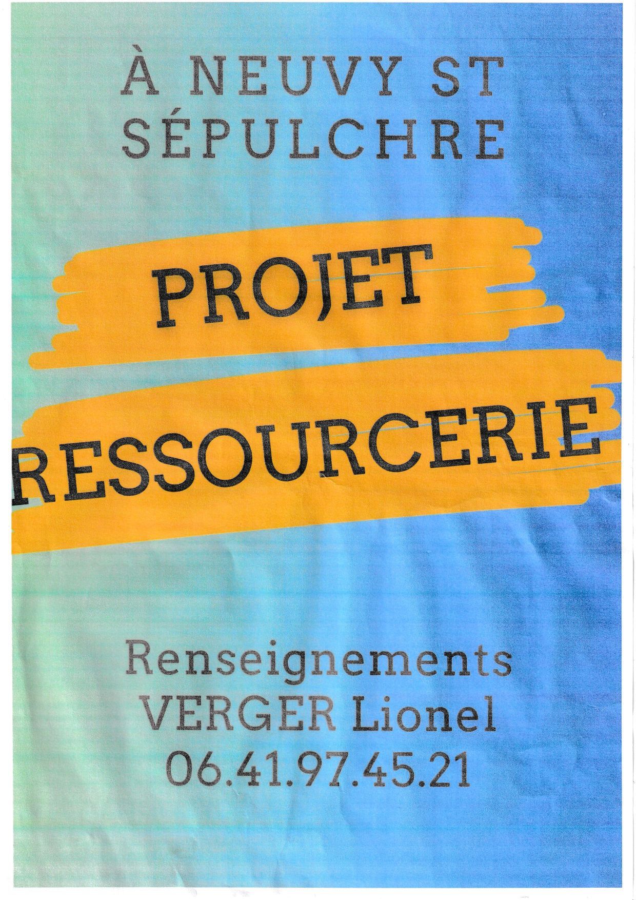 PROJET RESSOURCERIE à NEUVY SAINT SEPULCHRE